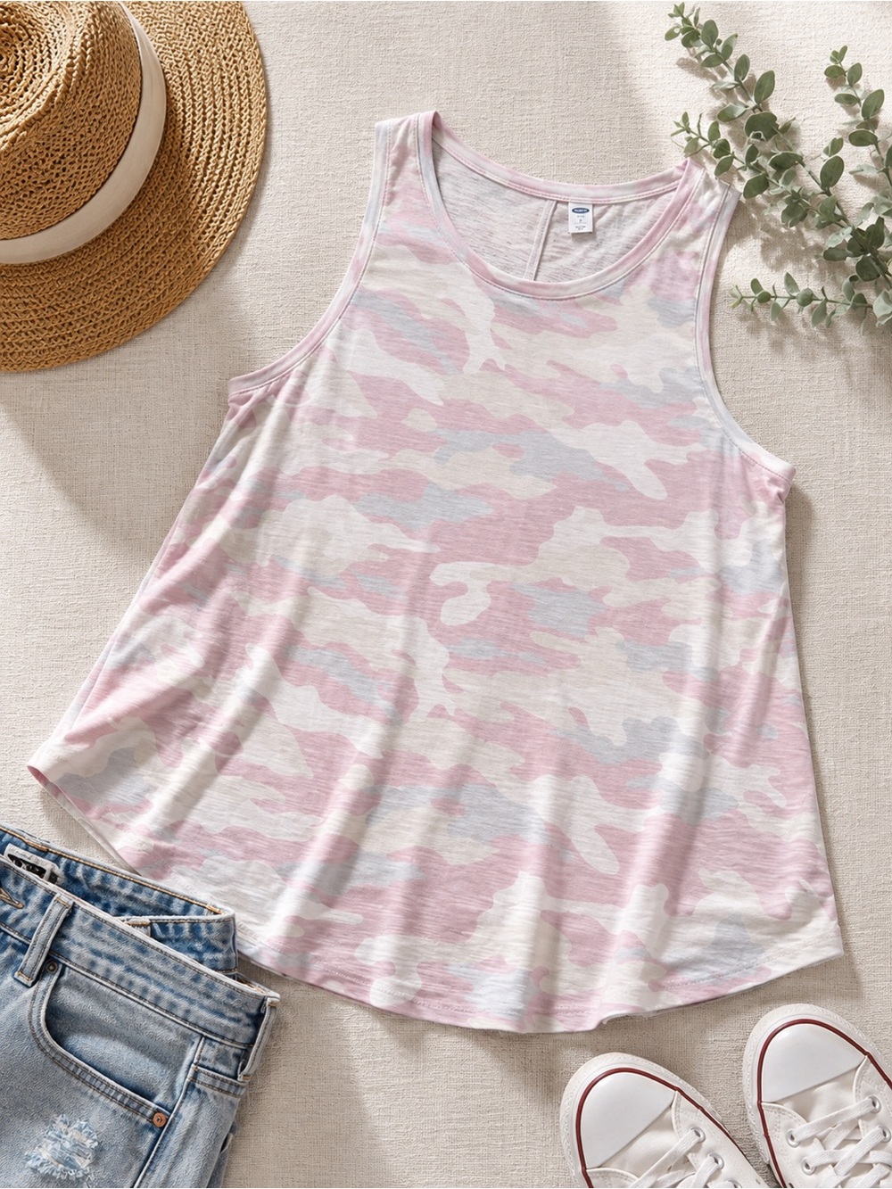 Old Navy Luxe Pink Camo Swing Tank Top Large